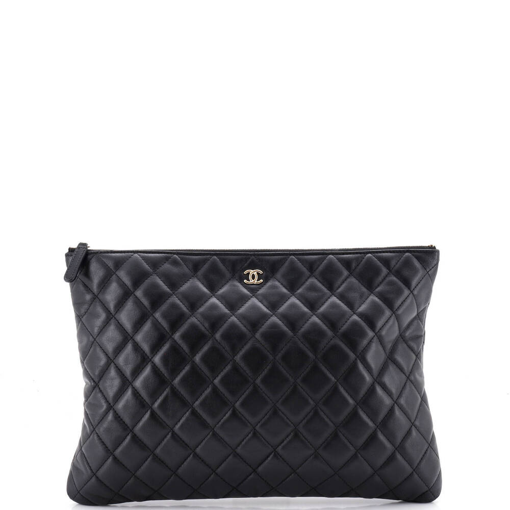 Chanel Large O Case Clutch Quilted Lambskin